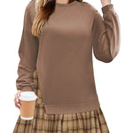 Zeagoo Women Oversized Sweatshirt Plaid Patchwork Dress