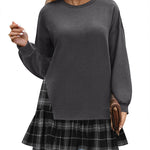 Zeagoo Women Oversized Sweatshirt Plaid Patchwork Dress