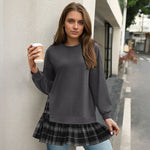 Zeagoo Women Oversized Sweatshirt Plaid Patchwork Dress