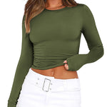Zeagoo Women Y2K Crewneck Long Sleeve Slim Fit T-Shirt