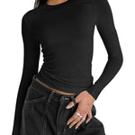 Zeagoo Women Y2K Crewneck Long Sleeve Slim Fit T-Shirt
