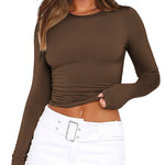 Zeagoo Women Y2K Crewneck Long Sleeve Slim Fit T-Shirt
