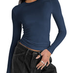 Zeagoo Women Y2K Crewneck Long Sleeve Slim Fit T-Shirt