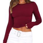 Zeagoo Women Y2K Crewneck Long Sleeve Slim Fit T-Shirt