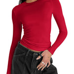 Zeagoo Women Y2K Crewneck Long Sleeve Slim Fit T-Shirt