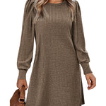 Zeagoo Women Knit Dress Puff Long Sleeve Dress
