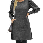 Zeagoo Women Knit Dress Puff Long Sleeve Dress