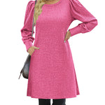 Zeagoo Women Knit Dress Puff Long Sleeve Dress