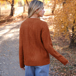 Zeagoo Women's Crew Neck Cable Knit Pullover Sweater