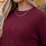 Zeagoo Women's Crew Neck Cable Knit Pullover Sweater