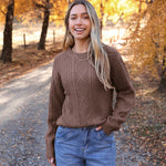 Zeagoo Women's Crew Neck Cable Knit Pullover Sweater