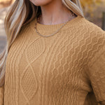 Zeagoo Women's Crew Neck Cable Knit Pullover Sweater