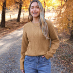 Zeagoo Women's Crew Neck Cable Knit Pullover Sweater