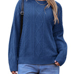 Zeagoo Women's Crew Neck Cable Knit Pullover Sweater