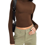 Zeagoo Women Turtleneck Casual Long Sleeve Shirts Tight T-Shirts