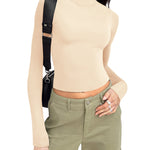 Zeagoo Women Turtleneck Casual Long Sleeve Shirts Tight T-Shirts