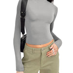 Zeagoo Women Turtleneck Casual Long Sleeve Shirts Tight T-Shirts