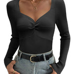 Zeagoo Sweaters for Women Long Sleeve V Neck Ribbed Knit Tops