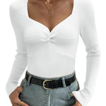 Zeagoo Sweaters for Women Long Sleeve V Neck Ribbed Knit Tops