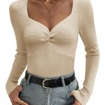 Zeagoo Sweaters for Women Long Sleeve V Neck Ribbed Knit Tops