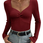 Zeagoo Sweaters for Women Long Sleeve V Neck Ribbed Knit Tops