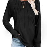 Zeagoo Women Long Sleeve Shirts Casual Pleated Tunic Blouses