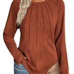 Zeagoo Women Long Sleeve Shirts Casual Pleated Tunic Blouses