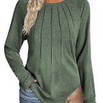 Zeagoo Women Long Sleeve Shirts Casual Pleated Tunic Blouses