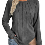 Zeagoo Women Long Sleeve Shirts Casual Pleated Tunic Blouses