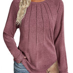 Zeagoo Women Long Sleeve Shirts Casual Pleated Tunic Blouses