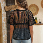 Zeagoo Mesh T Shirts Short Sleeve Hollow Out Shirts