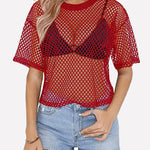 Zeagoo Mesh T Shirts Short Sleeve Hollow Out Shirts
