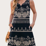 Zeagoo V Neck Sleeveless Sundresses Boho Beach Dress with Pockets