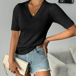 Zeagoo Short Sleeve Sweaters Soft Casual V Neck Pullover Tops
