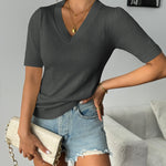 Zeagoo Short Sleeve Sweaters Soft Casual V Neck Pullover Tops