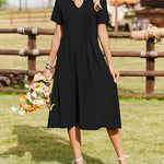 Zeagoo Women's Casual Short Sleeve A-line Midi Dress with Pocket (US Only)