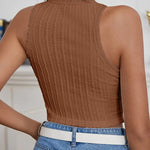 Zeagoo Tank Top for Women Ribbed Knit Sleeveless Crop Tops Summer Crew Neck Cropped Racerback Camisole  (US Only)