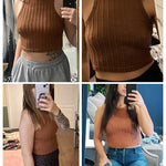 Zeagoo Tank Top for Women Ribbed Knit Sleeveless Crop Tops Summer Crew Neck Cropped Racerback Camisole  (US Only)