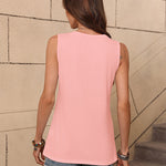 Zeagoo Pleated Tank Tops Loose Fit V Neck Sleeveless Tops
