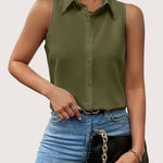 Zeagoo Sleeveless Blouses Casual Button Down Flower Tank Tops