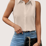 Zeagoo Sleeveless Blouses Casual Button Down Flower Tank Tops