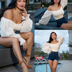 Puff Long Sleeve Bodysuit Leotard Sheer Top - Zeagoo (Us Only)
