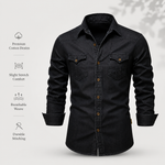 AdaptiveFit Cotton Denim Shirt: Tailored For Men