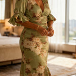 Genevieve | The Floral Ruched Waist Maxi Dress
