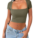 Zeagoo Short Sleeve Square Neck T Shirt