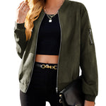 Faux Bomber Zip Up Lightweight Jacket Coat with Pockets - Zeagoo (Us Only)
