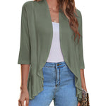Zeagoo Women's 3/4 Sleeve Draped Ruffles Cardigan