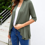Zeagoo Women's 3/4 Sleeve Draped Ruffles Cardigan