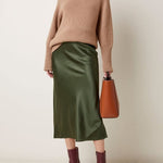 Satin Zipper Elegant Work Skirts - Zeagoo (US Only)