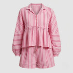 Ava Thornton | Striped Cotton Lounge Set For Women